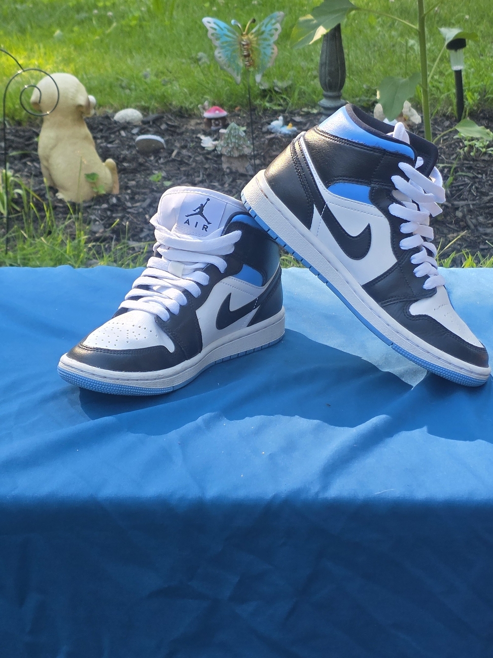 Nike Air Jordan 1 Mid White Black University Blue Sneakers